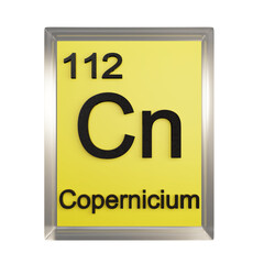 Copernicium front - Periodic Table Element, Scientific and Educational Use, Transparent and Translucent Design, 3D Render