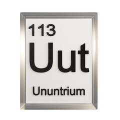 Ununtrium front - Periodic Table Element, Scientific and Educational Use, Transparent and Translucent Design, 3D Render