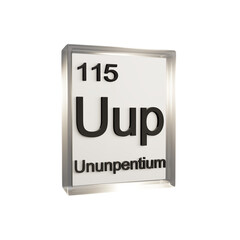 Ununpentium side - Periodic Table Element, Scientific and Educational Use, Transparent and Translucent Design, 3D Render
