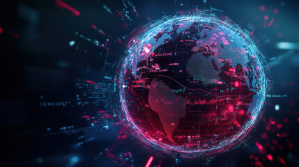 Digital globe with fluctuating financial graphs and data visualizations