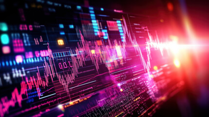 Fototapeta premium Abstract wave of financial data charts representing trends and analysis