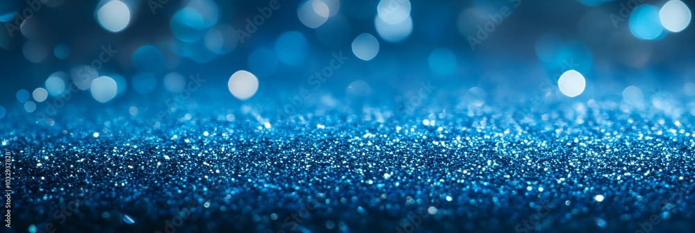 Poster a blue background with a lot of small dots. the dots are scattered all over the background, creating