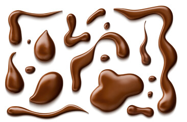 Chocolate drops isolated on white background. Vector realistic