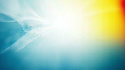 Abstract light burst with gradient colors of blue, yellow, and red.