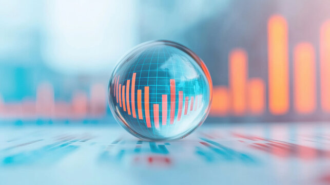liquid sphere represents global economy with vibrant data visuals