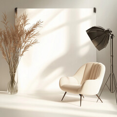 Directional Brilliance: A Bright White Backdrop with Directional Lighting