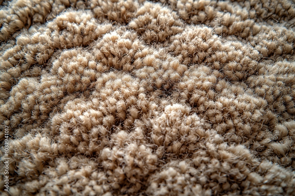 Poster detailed texture of a beige carpet showcasing intricate patterns and soft fibers in natural light