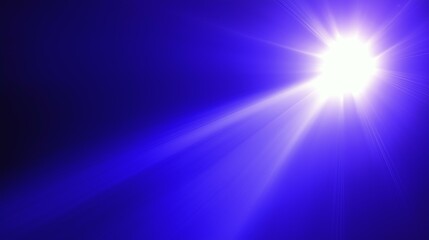 Fototapeta premium Bright white light burst in a deep blue background with radiating rays.