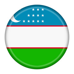 Uzbekistan flag button illustration with clipping path