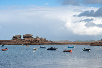 Magnifique paysage de mer sur la côte de granit rose en Bretagne - France