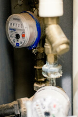 Cold and hot water meter in the apartment.