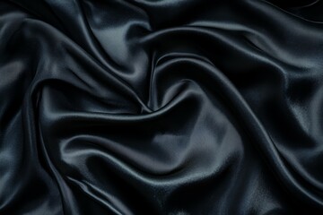 Obraz premium Elegant black satin fabric drapes gracefully, showcasing smooth texture and rich color