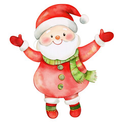 Fototapeta premium Santa Claus Cartoon Clip Art Watercolor Style