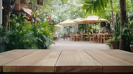Serene Outdoor Dining Area with Wooden Table