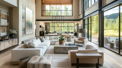 Modern Living Room with Scenic Outdoor View