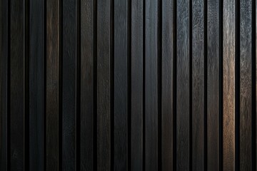 Dark wooden planks create a textured wall at an interior space during the day