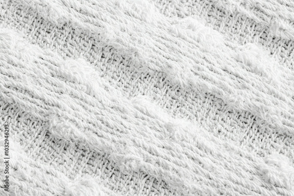 Poster textured white fabric with soft fibers showing intricate patterns created in natural light