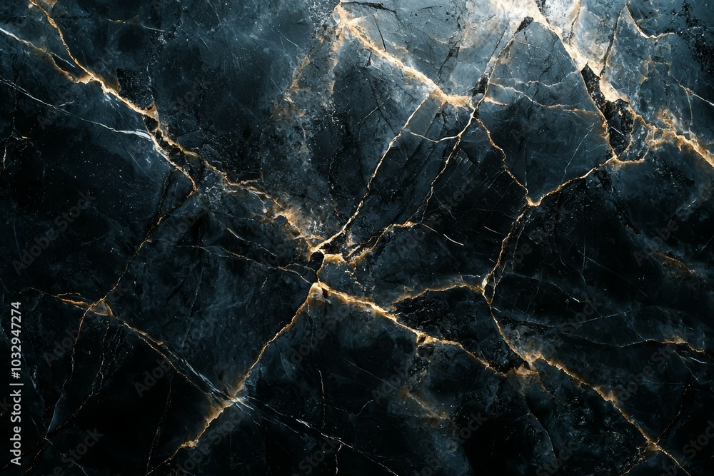 Poster dark marble surface with striking golden veins showcasing natural patterns and textures in a stylish
