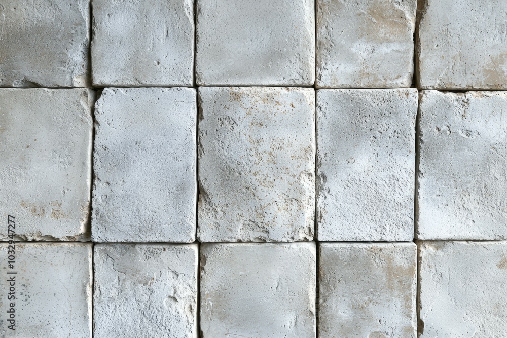 Poster textured concrete tiles arranged neatly on a flat surface in natural light, showcasing subtle color 