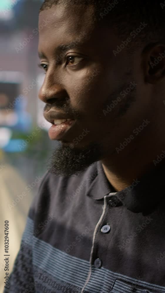 Poster vertical video system administrator doing software quality assurance, checking source code on tablet