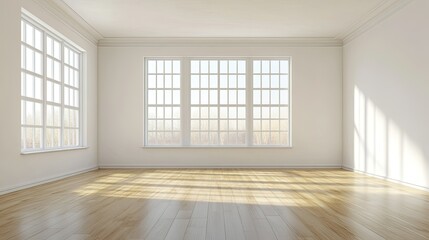 Obraz premium Bright and Spacious Empty Room with Large Windows