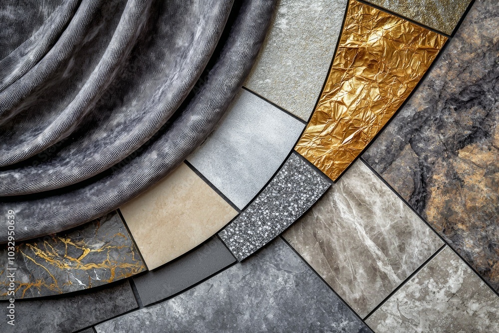 Poster a variety of materials are displayed in a circular pattern