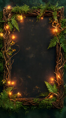 Ornate Oak Frame with Moss and Ferns