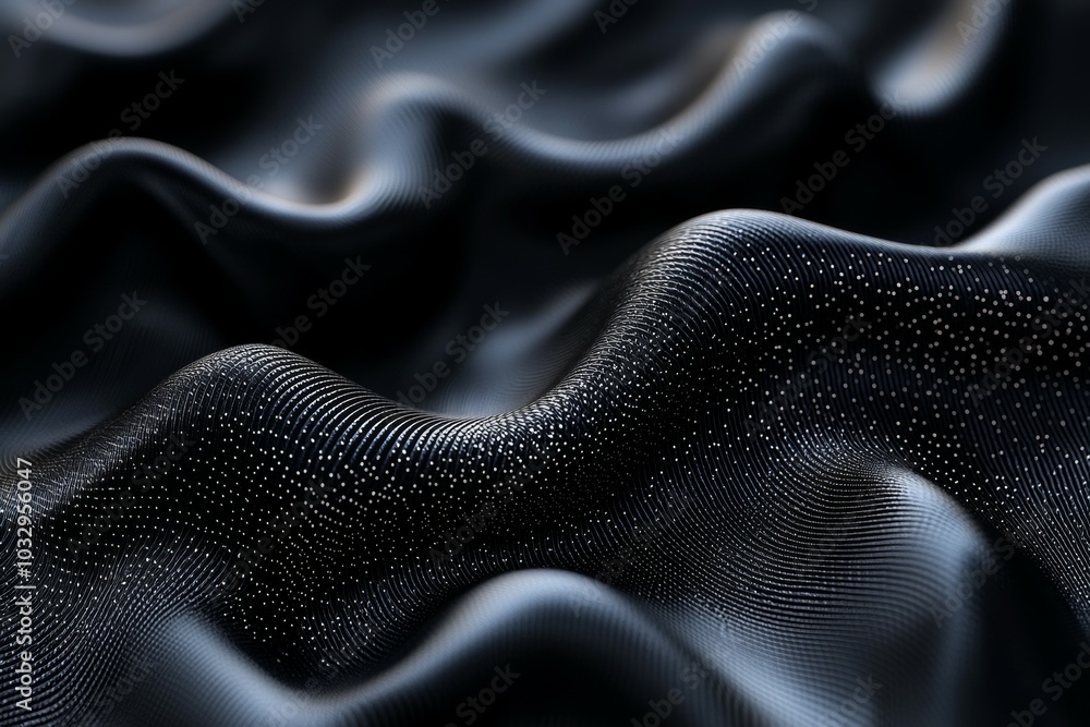 Poster a black and white image of a fabric with a wave pattern
