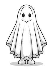 Friendly ghost wearing shoes, perfect for children's Halloween coloring sheets