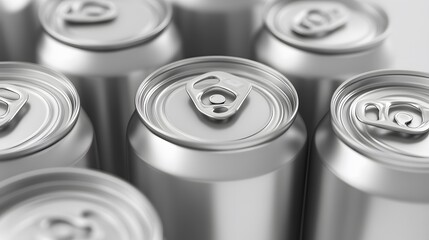 metal cans on a white background. 