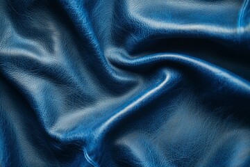 Fototapeta premium The blue fabric is smooth and shiny