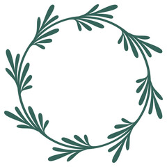 Circle Botanical Border | Elegant Leaf Frame | Rounded Decorative Element | Vector Illustration