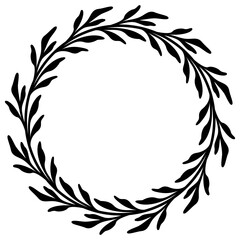 Circle Botanical Border | Elegant Leaf Frame | Rounded Decorative Element | Vector Illustration