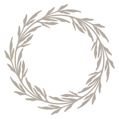 Circle Botanical Border | Elegant Leaf Frame | Rounded Decorative Element | Vector Illustration