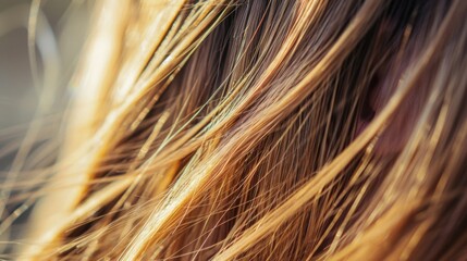 Close-Up of Shiny Blonde Hair in Natural Light