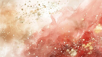Fototapeta premium Soft Abstract Watercolor with Red and Gold Accents
