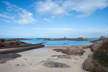 Magnifique paysage de mer sur la côte de granit rose en Bretagne - France