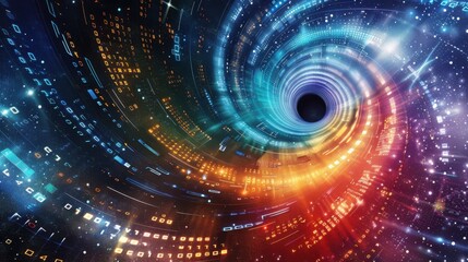 Vibrant Cosmic Swirl and Black Hole Background