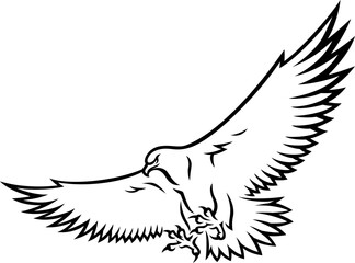 Eagle Spreading Its Wings Outline Design