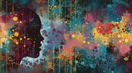 Vibrant Abstract Female Silhouette with Colorful Background