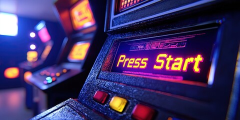 arcade machine "Press Start" on screen 