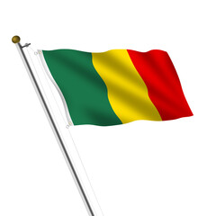 Mali flagpole 3d illustration on white with clipping path
