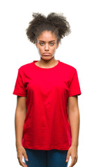 Young afro american woman over isolated background depressed and worry for distress, crying angry and afraid. Sad expression.