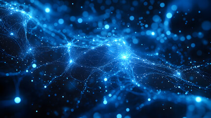 Fototapeta premium Immersive Abstract Digital Landscape Representing Neural Connectivity with a Network of Glowing Lines