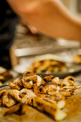 A close-up of perfectly grilled mushrooms, showcasing their charred edges and juicy texture. This image captures the essence of flavor and freshness, making it perfect for menu highlights, recipe blog