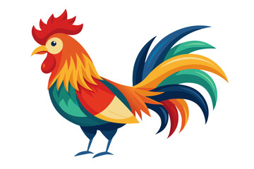 Beautiful rooster vector art and illustration