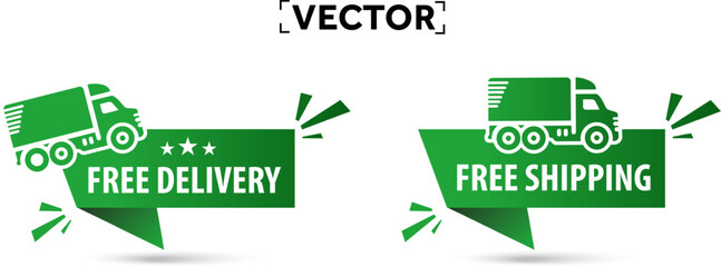 Free delivery label with truck icon, gradient style, isolated on white background. Free ship badge, sticker or banner template. Vector illustration. Vector illustration