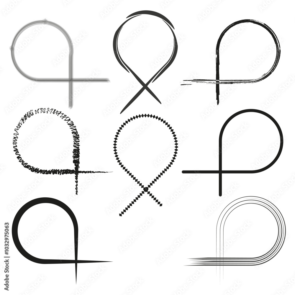 Poster abstract loop design. multiple line styles vector. black and white graphic. artistic circular elemen