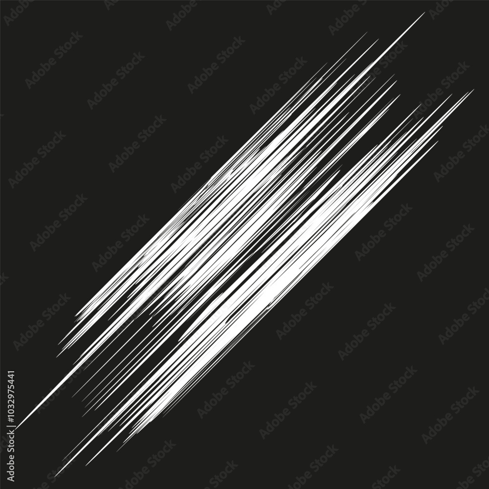Poster diagonal lines icon. sharp white streaks. black background contrast. vector abstract design.