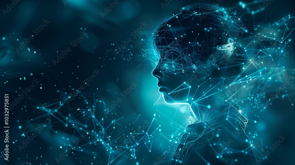 Poster a digital art representation of the concept of ai and artificial intelligence, featuring an elegant 